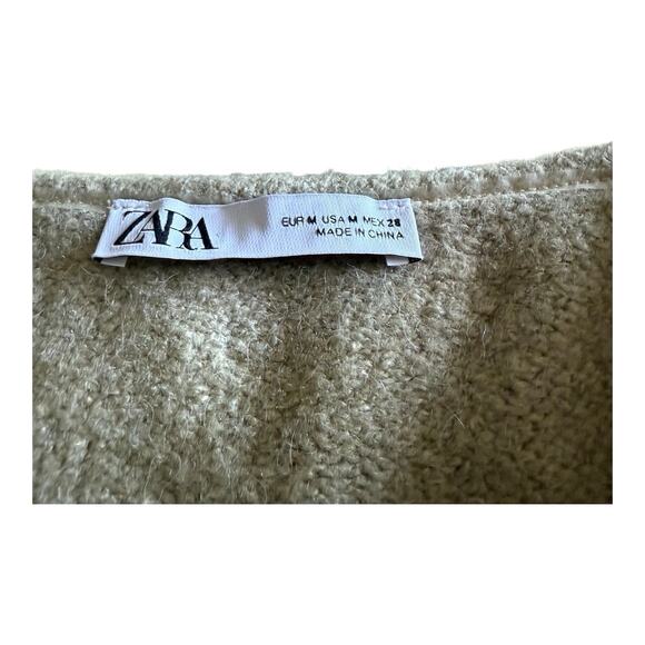 ZARA Sage Green Alpaca Knit Strapless Crop Top Sleeveless Size Medium - Picture 7 of 9